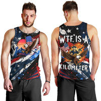 4th Of July WTF Is A Kilometer Patriotic Eagle Men Tank Top American Flag George Washington
