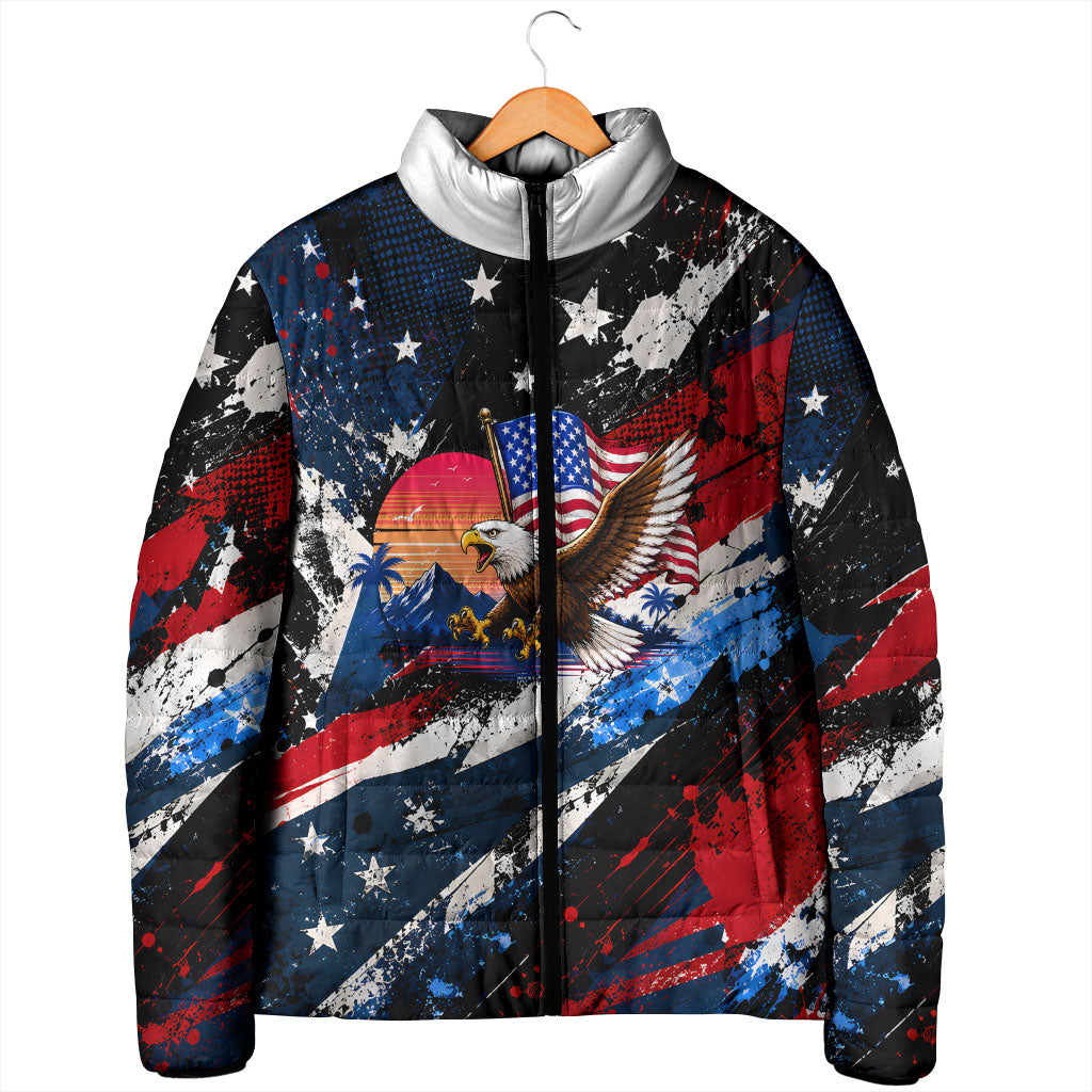 4th Of July WTF Is A Kilometer Patriotic Eagle Padded Jacket American Flag George Washington