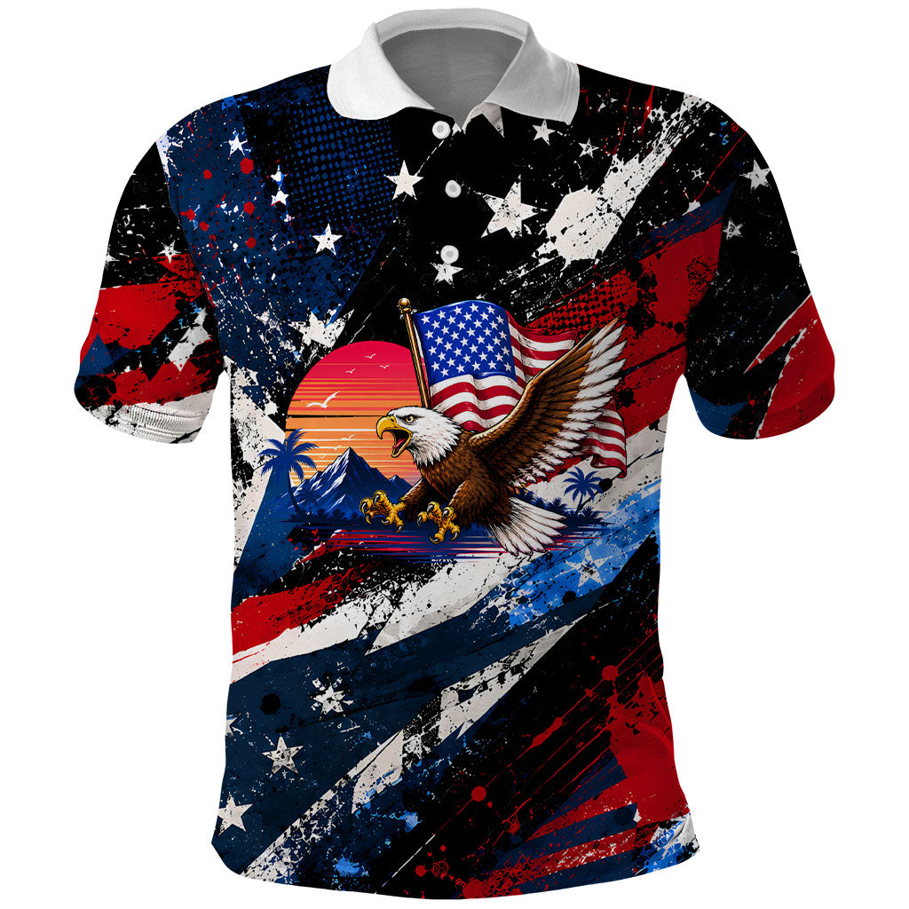 4th Of July WTF Is A Kilometer Patriotic Eagle Polo Shirt American Flag George Washington