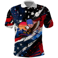4th Of July WTF Is A Kilometer Patriotic Eagle Polo Shirt American Flag George Washington