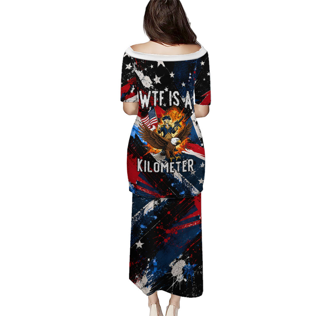 4th Of July WTF Is A Kilometer Patriotic Eagle Puletasi American Flag George Washington