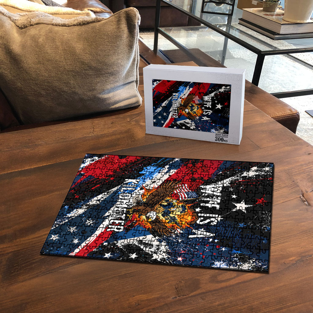 4th Of July WTF Is A Kilometer Patriotic Eagle Puzzle American Flag George Washington