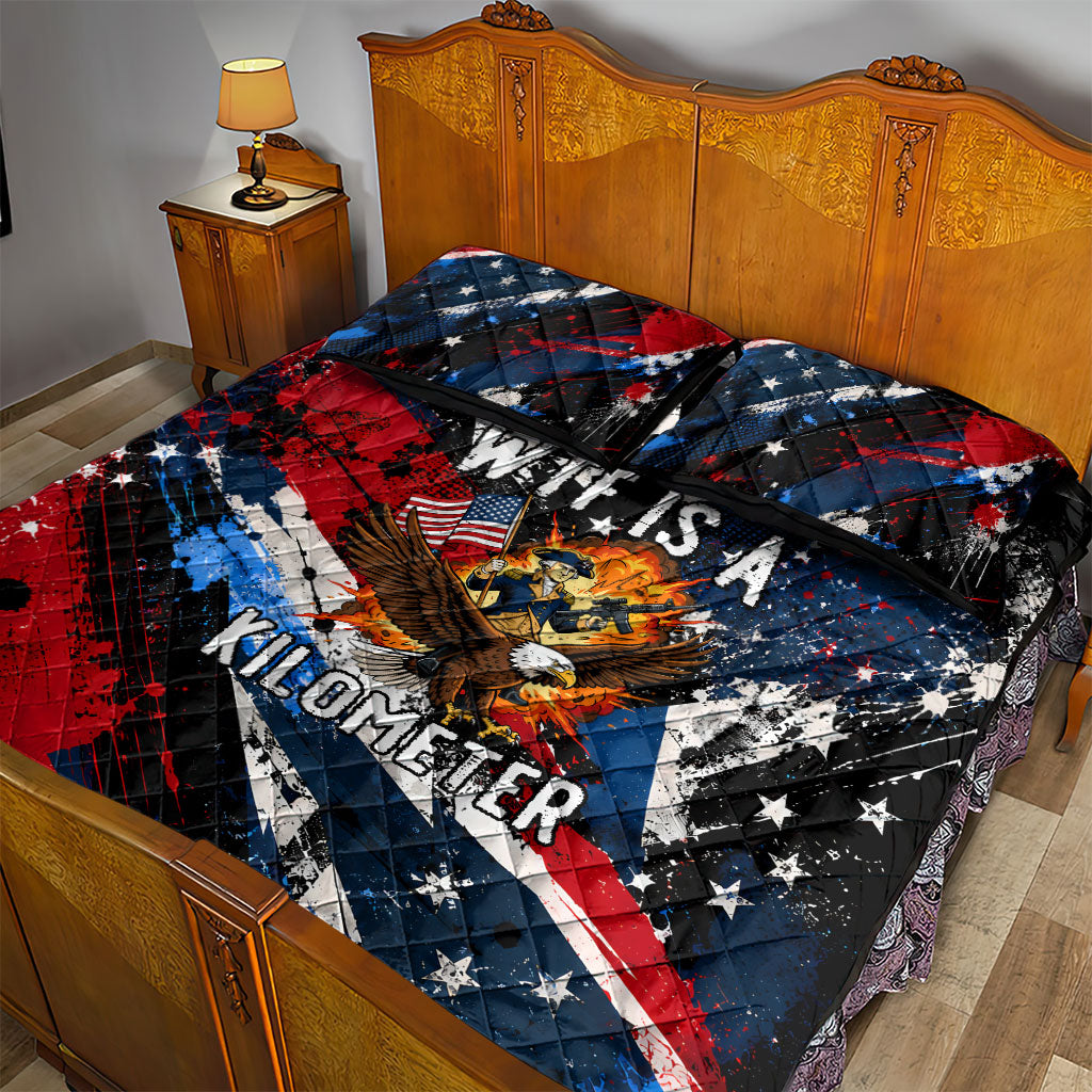 4th Of July WTF Is A Kilometer Patriotic Eagle Quilt Bed Set American Flag George Washington