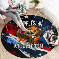 4th Of July WTF Is A Kilometer Patriotic Eagle Round Carpet American Flag George Washington
