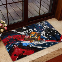4th Of July WTF Is A Kilometer Patriotic Eagle Rubber Doormat American Flag George Washington
