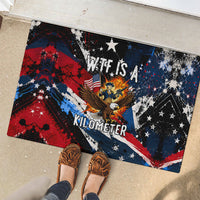 4th Of July WTF Is A Kilometer Patriotic Eagle Rubber Doormat American Flag George Washington