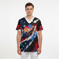 4th Of July WTF Is A Kilometer Patriotic Eagle Scrub Top American Flag George Washington