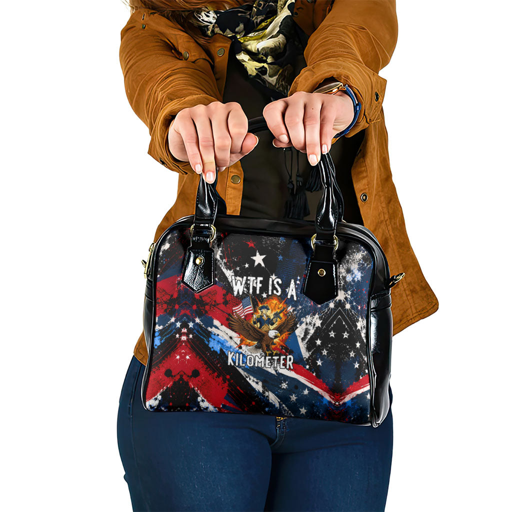 4th Of July WTF Is A Kilometer Patriotic Eagle Shoulder Handbag American Flag George Washington