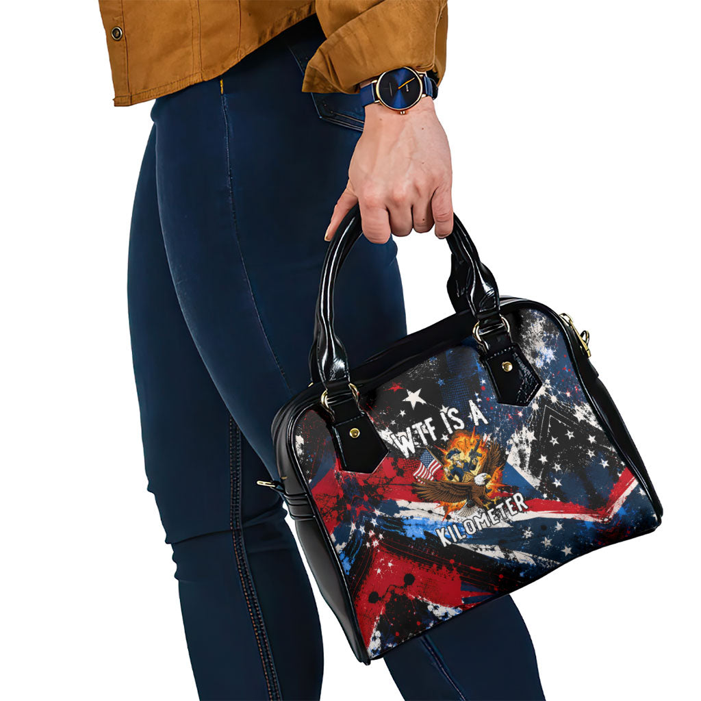 4th Of July WTF Is A Kilometer Patriotic Eagle Shoulder Handbag American Flag George Washington