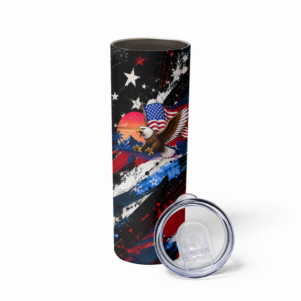 4th Of July WTF Is A Kilometer Patriotic Eagle Skinny Tumbler American Flag George Washington