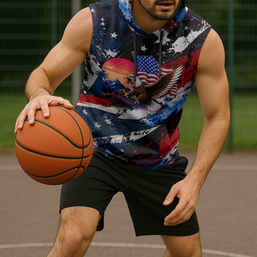 4th Of July WTF Is A Kilometer Patriotic Eagle Sleeveless Hoodie American Flag George Washington