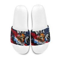 4th Of July WTF Is A Kilometer Patriotic Eagle Slide Sandals American Flag George Washington