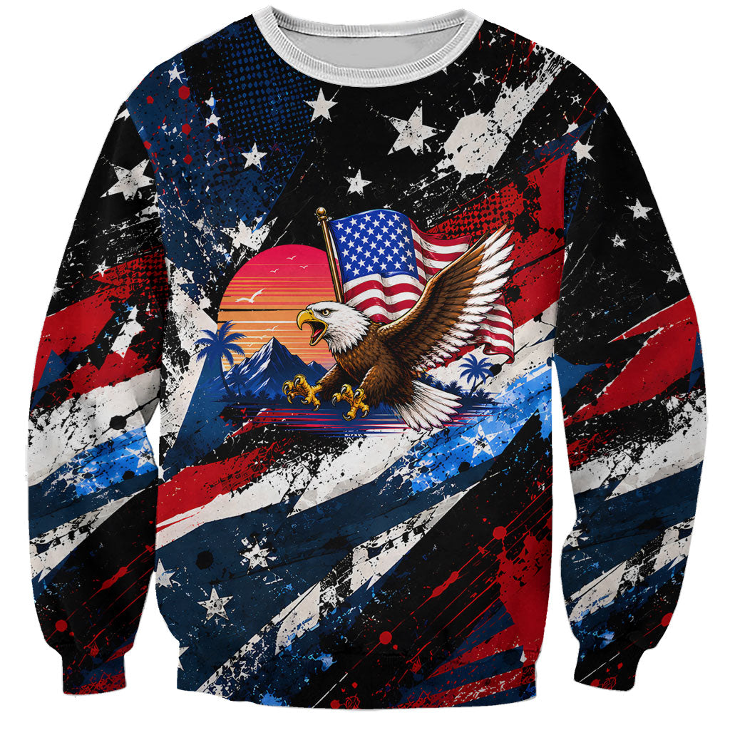 4th Of July WTF Is A Kilometer Patriotic Eagle Sweatshirt American Flag George Washington