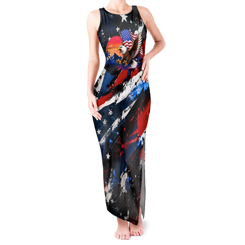 4th Of July WTF Is A Kilometer Patriotic Eagle Tank Maxi Dress American Flag George Washington