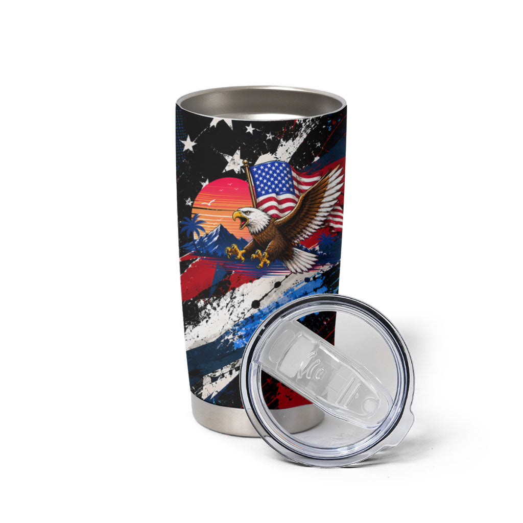 4th Of July WTF Is A Kilometer Patriotic Eagle Tumbler Cup American Flag George Washington