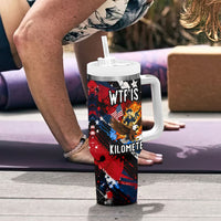 4th Of July WTF Is A Kilometer Patriotic Eagle Tumbler With Handle American Flag George Washington