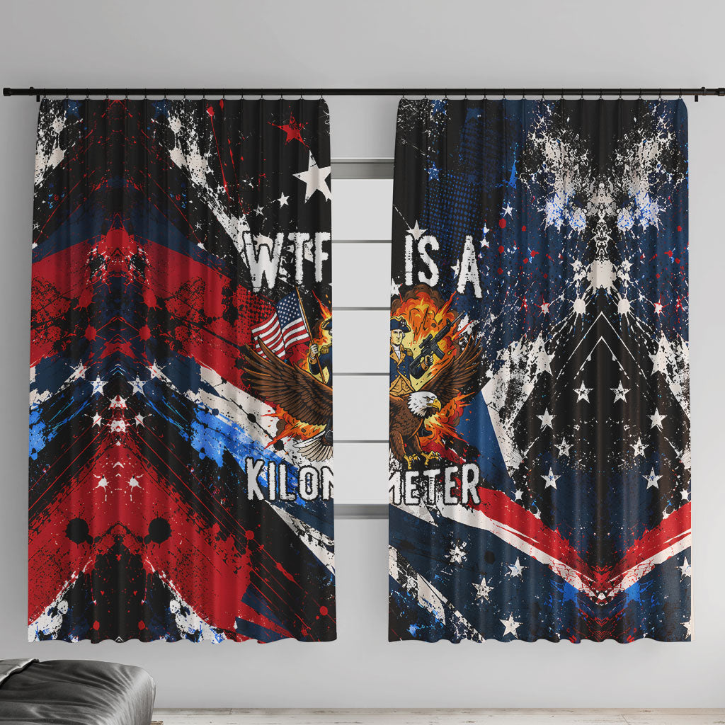 4th Of July WTF Is A Kilometer Patriotic Eagle Window Curtain American Flag George Washington