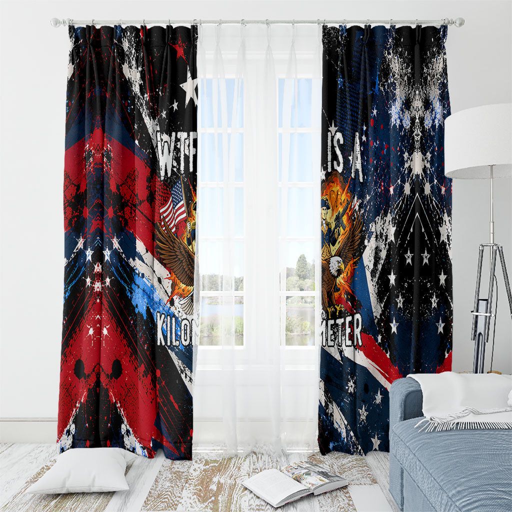4th Of July WTF Is A Kilometer Patriotic Eagle Window Curtain American Flag George Washington