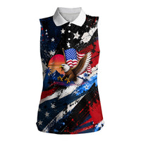 4th Of July WTF Is A Kilometer Patriotic Eagle Women Sleeveless Polo Shirt American Flag George Washington