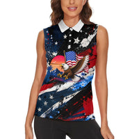4th Of July WTF Is A Kilometer Patriotic Eagle Women Sleeveless Polo Shirt American Flag George Washington