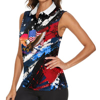 4th Of July WTF Is A Kilometer Patriotic Eagle Women Sleeveless Polo Shirt American Flag George Washington