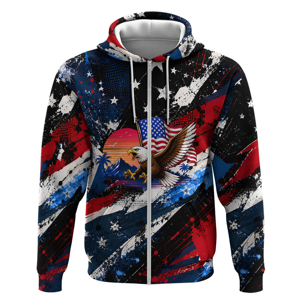 4th Of July WTF Is A Kilometer Patriotic Eagle Zip Hoodie American Flag George Washington