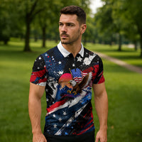 4th Of July WTF Is A Kilometer Patriotic Eagle Zipper Polo Shirt American Flag George Washington