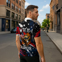 4th Of July WTF Is A Kilometer Patriotic Eagle Zipper Polo Shirt American Flag George Washington