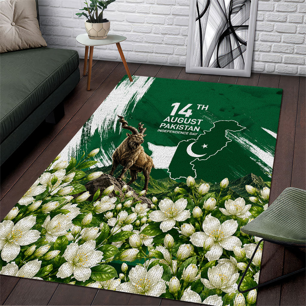Pakistan Independence Day August 14 Area Rug Patriotic Markhor Heritage Landmarks And Jasmine