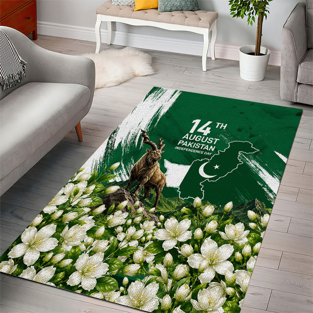 Pakistan Independence Day August 14 Area Rug Patriotic Markhor Heritage Landmarks And Jasmine