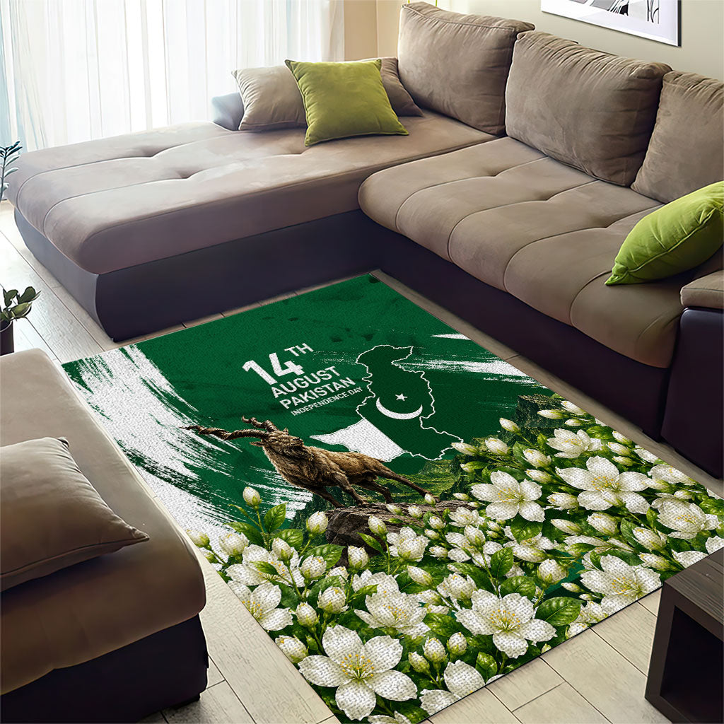 Pakistan Independence Day August 14 Area Rug Patriotic Markhor Heritage Landmarks And Jasmine