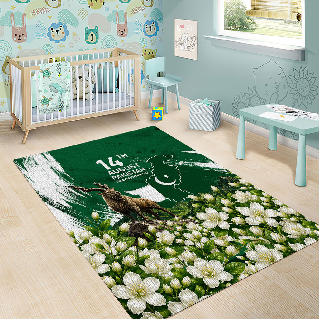 Pakistan Independence Day August 14 Area Rug Patriotic Markhor Heritage Landmarks And Jasmine