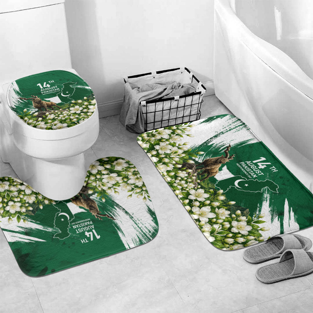 Pakistan Independence Day August 14 Bathroom Set Patriotic Markhor Heritage Landmarks And Jasmine