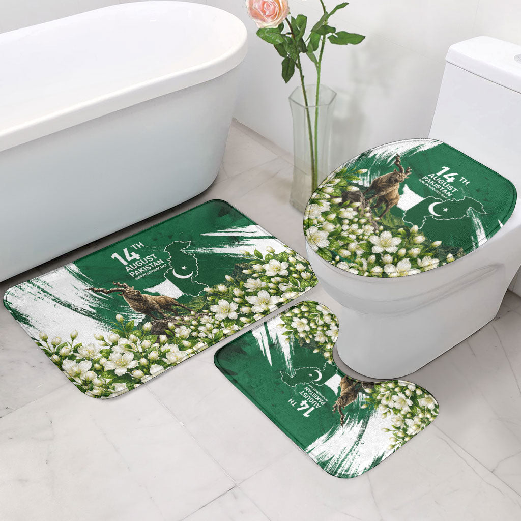 Pakistan Independence Day August 14 Bathroom Set Patriotic Markhor Heritage Landmarks And Jasmine