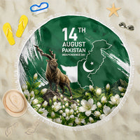 Pakistan Independence Day August 14 Beach Blanket Patriotic Markhor Heritage Landmarks And Jasmine