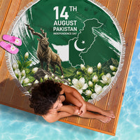 Pakistan Independence Day August 14 Beach Blanket Patriotic Markhor Heritage Landmarks And Jasmine