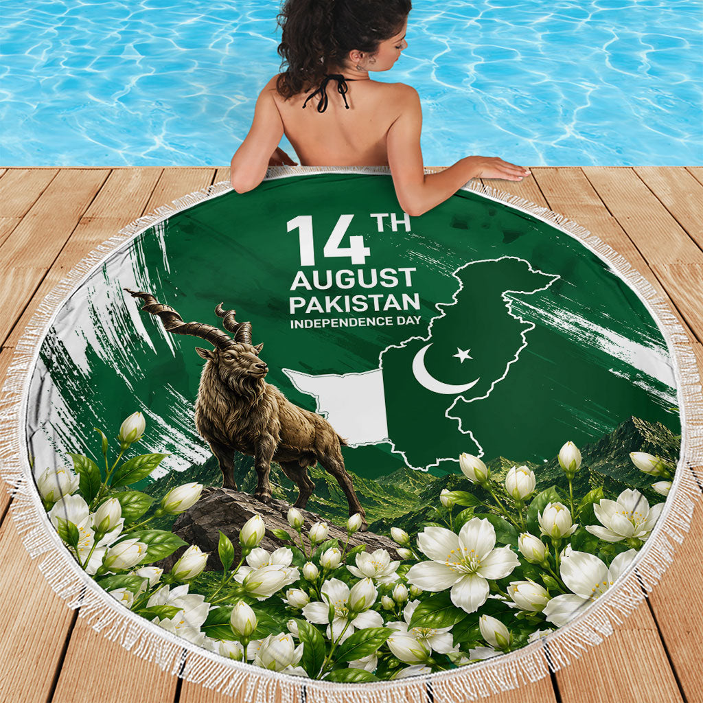 Pakistan Independence Day August 14 Beach Blanket Patriotic Markhor Heritage Landmarks And Jasmine