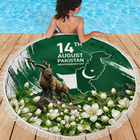 Pakistan Independence Day August 14 Beach Blanket Patriotic Markhor Heritage Landmarks And Jasmine