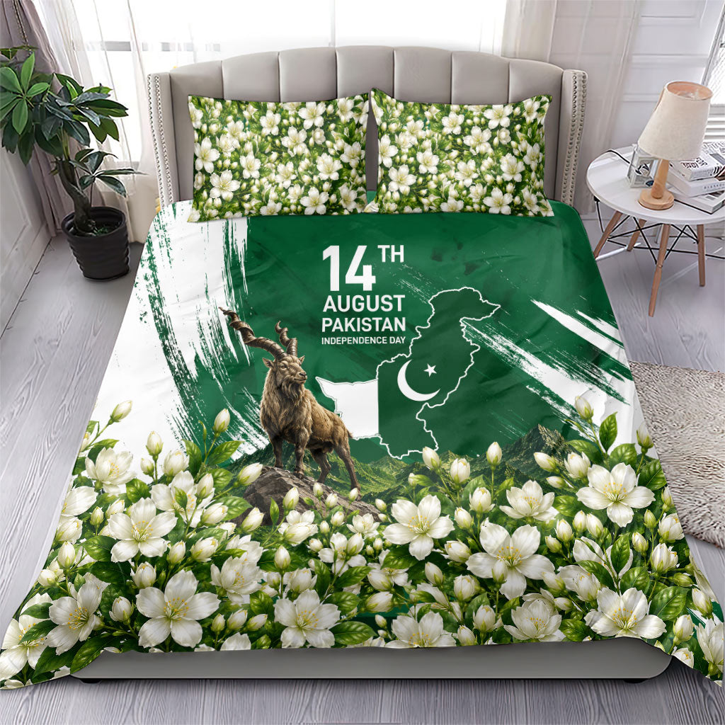 Pakistan Independence Day August 14 Bedding Set Patriotic Markhor Heritage Landmarks And Jasmine