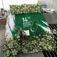 Pakistan Independence Day August 14 Bedding Set Patriotic Markhor Heritage Landmarks And Jasmine