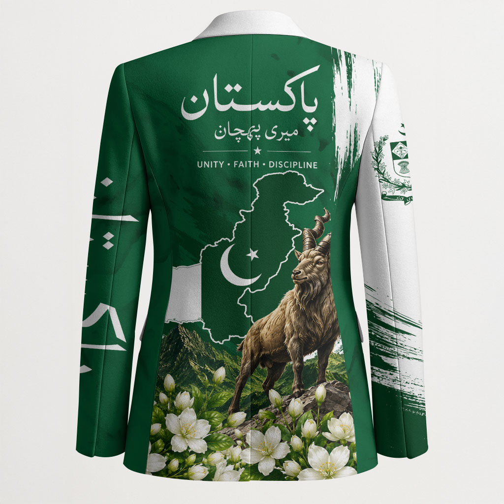 Pakistan Independence Day August 14 Blazer Patriotic Markhor Heritage Landmarks And Jasmine