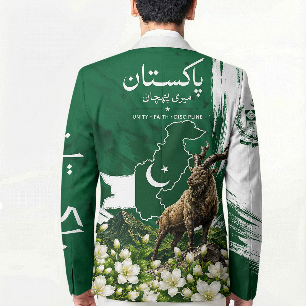Pakistan Independence Day August 14 Blazer Patriotic Markhor Heritage Landmarks And Jasmine