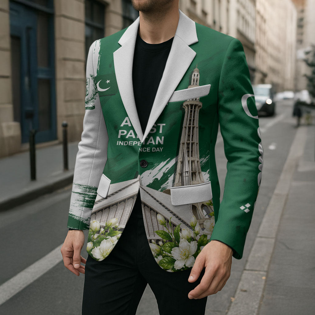 Pakistan Independence Day August 14 Blazer Patriotic Markhor Heritage Landmarks And Jasmine