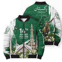 Pakistan Independence Day August 14 Bomber Puffer Jacket Patriotic Markhor Heritage Landmarks And Jasmine