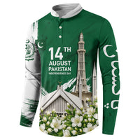 Pakistan Independence Day August 14 Button Sweatshirt Patriotic Markhor Heritage Landmarks And Jasmine
