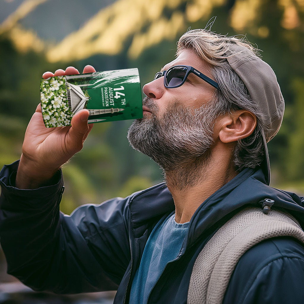 Pakistan Independence Day August 14 4 in 1 Can Cooler Tumbler Patriotic Markhor Heritage Landmarks And Jasmine