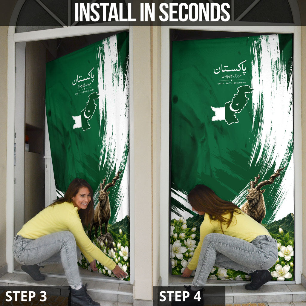 Pakistan Independence Day August 14 Door Cover Patriotic Markhor Heritage Landmarks And Jasmine