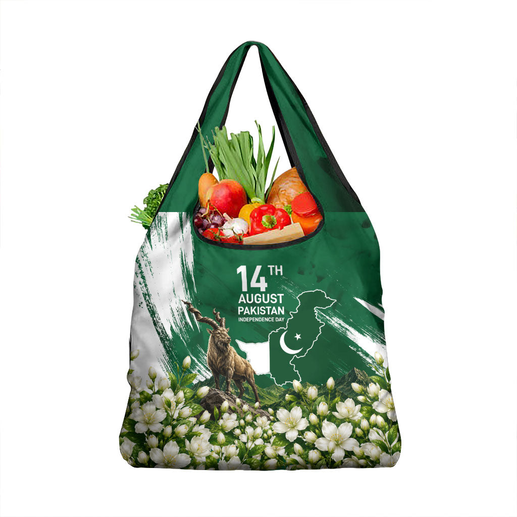 Pakistan Independence Day August 14 Grocery Bag Patriotic Markhor Heritage Landmarks And Jasmine