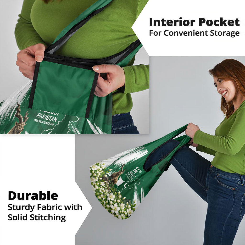 Pakistan Independence Day August 14 Grocery Bag Patriotic Markhor Heritage Landmarks And Jasmine