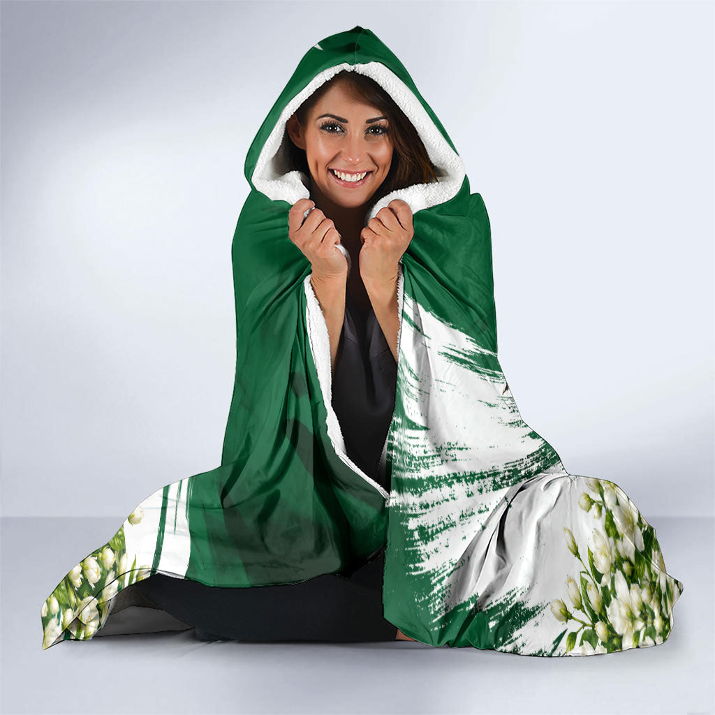 Pakistan Independence Day August 14 Hooded Blanket Patriotic Markhor Heritage Landmarks And Jasmine